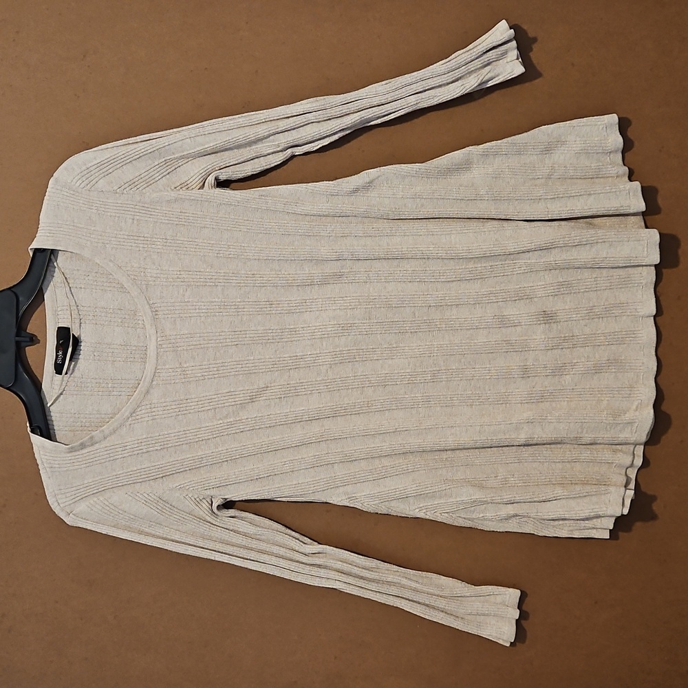 Style & Co. Cream Ribbed Tunic Top Small - Picture 2 of 8